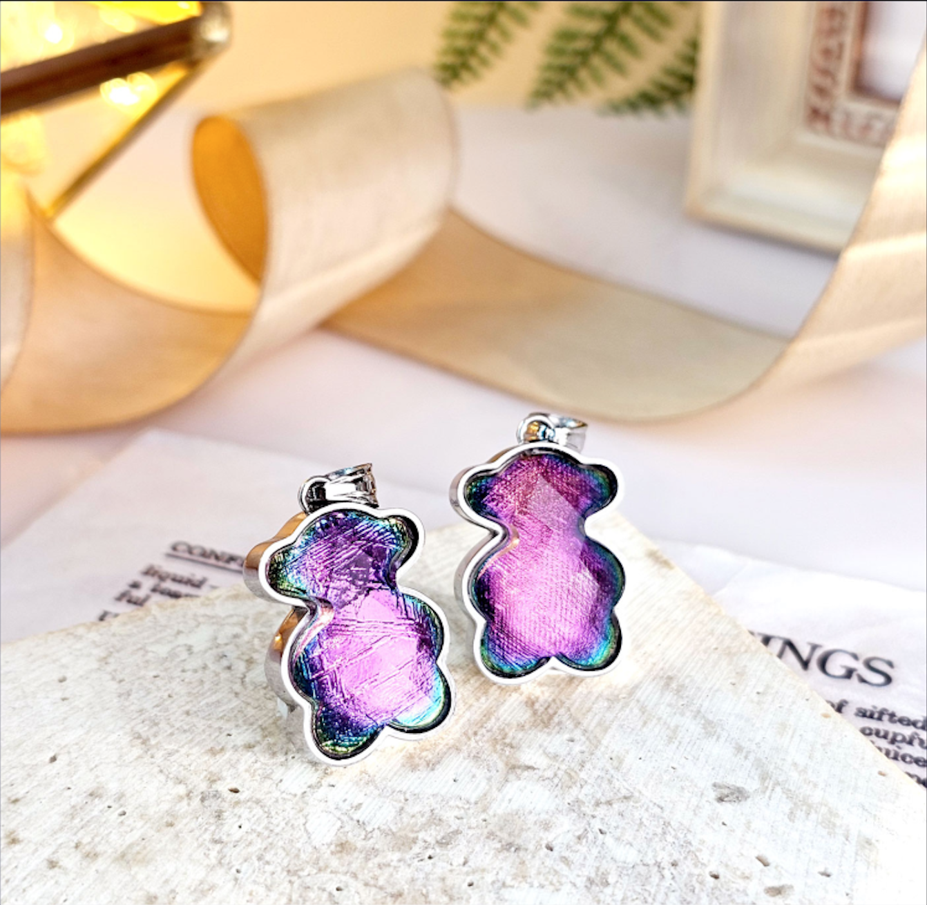 Iridescent Meteorite Bear Pendant
